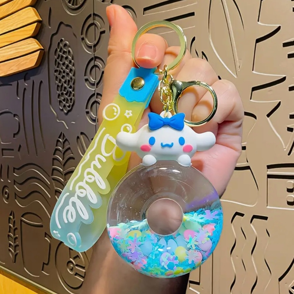 SANRIO Cinnamoroll Acrylic Glitter Quicksand Bottle Key Chain Bag Charm - Picture 3 of 8